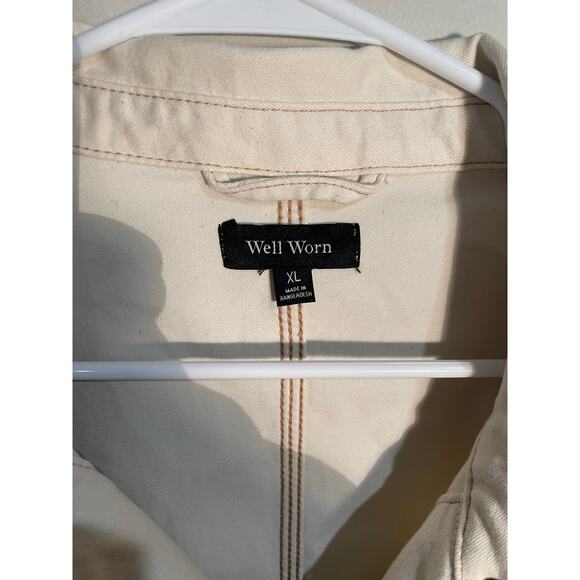 Well Worn Cream Denim Oversized Chore Jacket Size XL - Picture 9 of 11